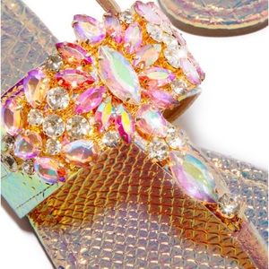 Size 7.5 iridescent sandals